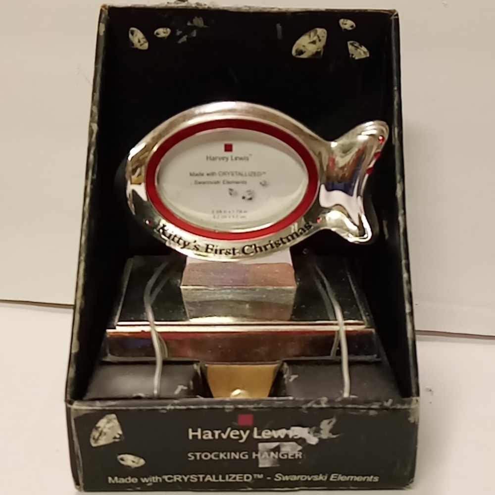 Swarovski Stocking Holder Hanger KITTENS FIRST CHRISTMAS by Harvey Lewis